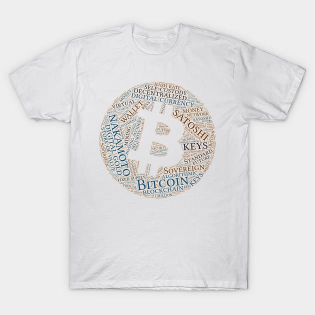 Bitcoin Wordcloud for Lighter Backgrounds T-Shirt by WYL - Words You Love